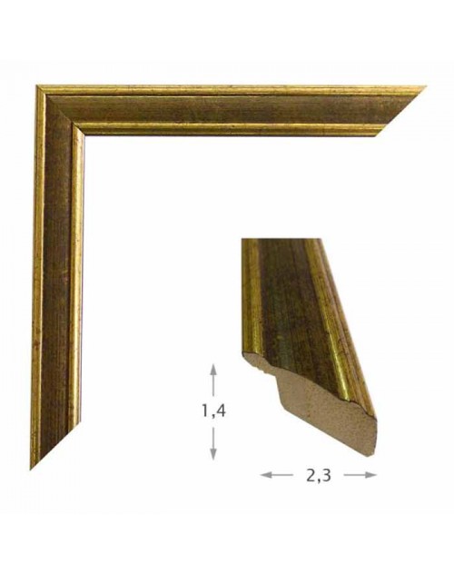 Κορνίζα ξύλινη 2,3 εκ. πράσινο λαδί χρυσό 229-16